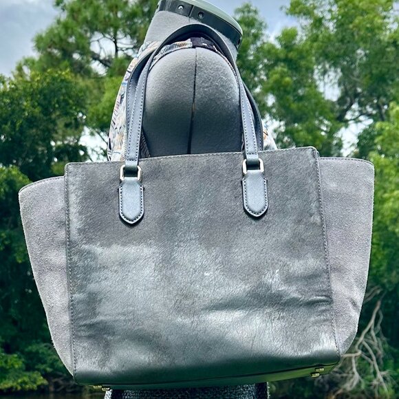 kate spade Laurel Way Suede & Hair-Calf Hadlee Tote Bag Smokey Pearl - Picture 3 of 16